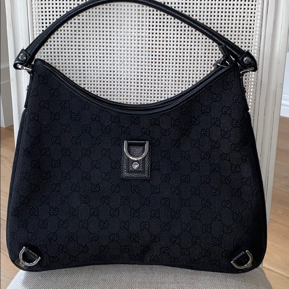 Gucci Handbags - Gucci Abbey D Ring Denim Black Hobo guccissima bag